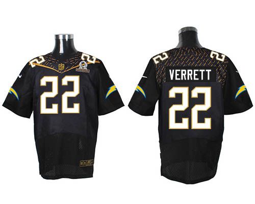 Nike Chargers #22 Jason Verrett Black 2016 Pro Bowl Men's Stitched NFL Elite Jersey